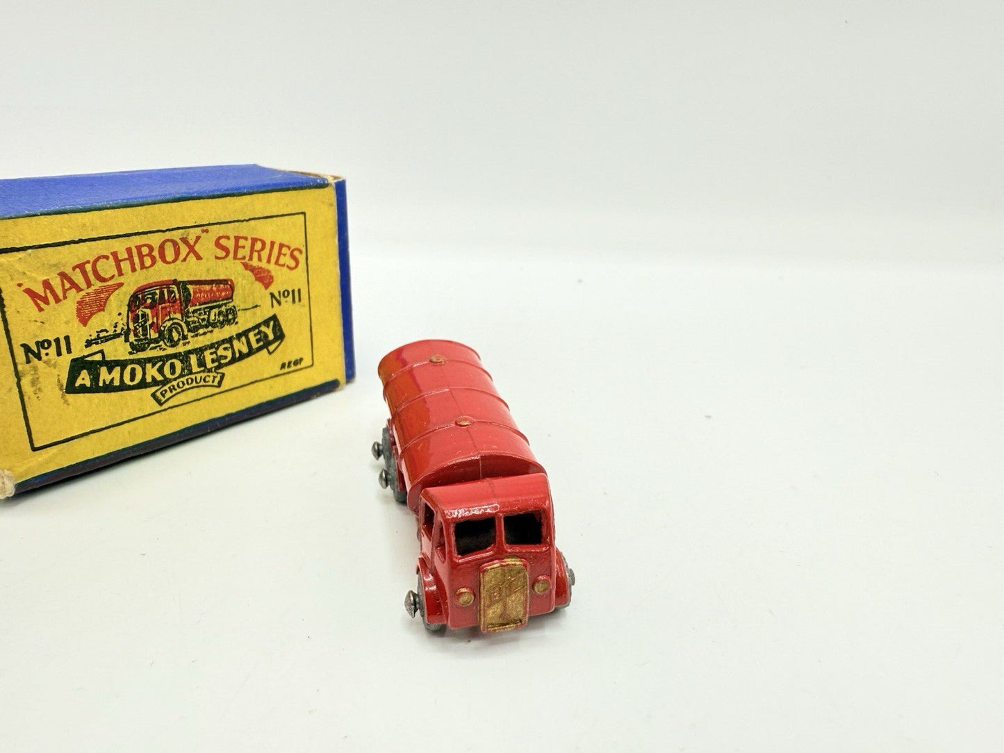 Matchbox Lesney 11a E.R.F. Road Tanker In Red Near Mint & Boxed - Smaller Decal - Magic Matchbox