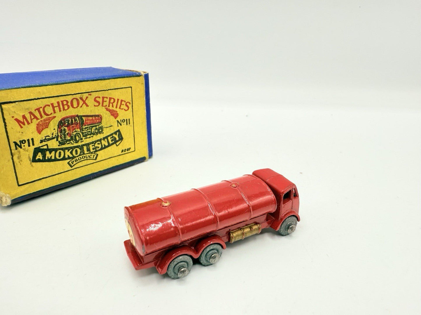 Matchbox Lesney 11a E.R.F. Road Tanker In Red Near Mint & Boxed - Smaller Decal - Magic Matchbox