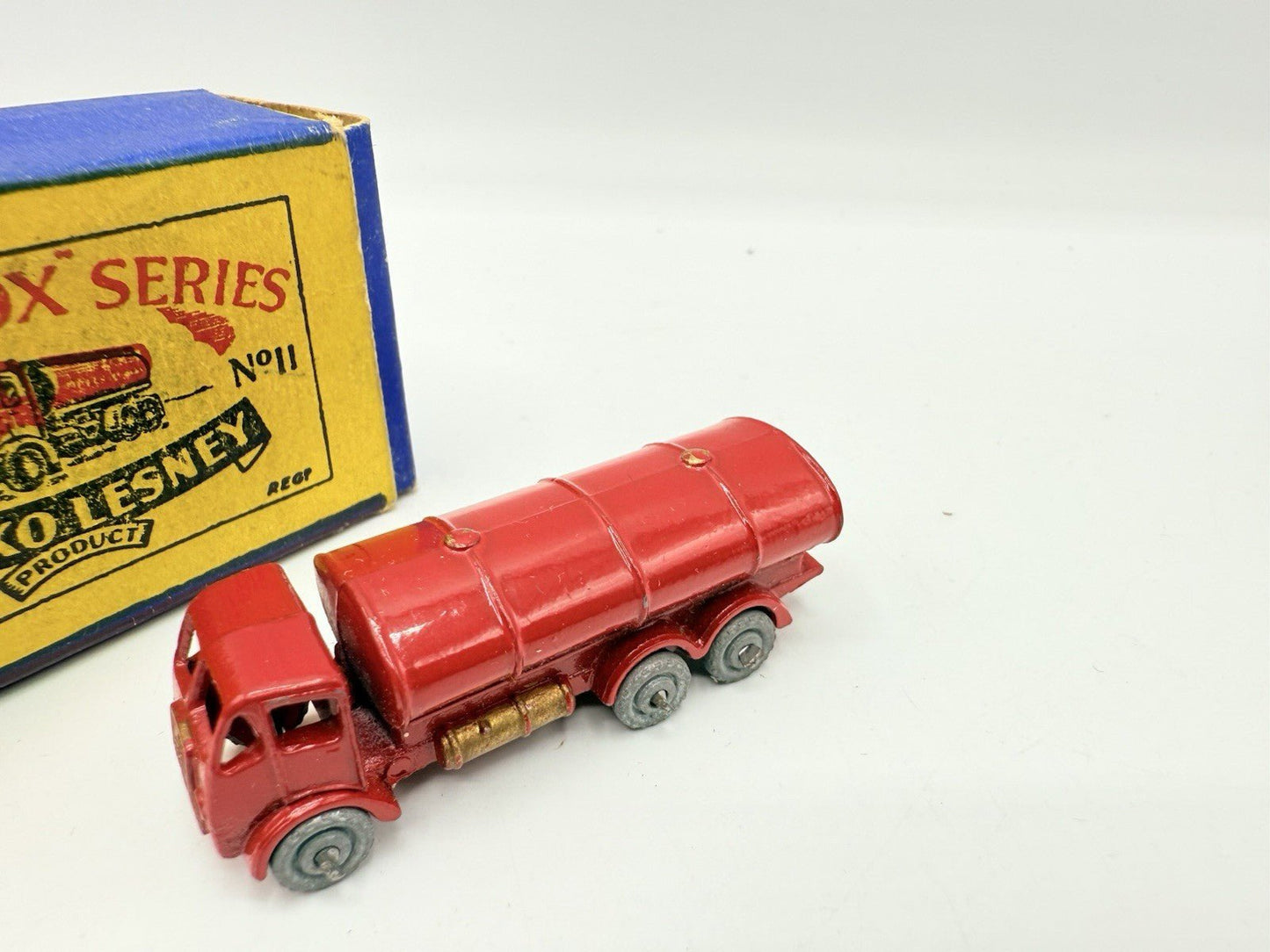Matchbox Lesney 11a E.R.F. Road Tanker In Red Near Mint & Boxed - Smaller Decal - Magic Matchbox