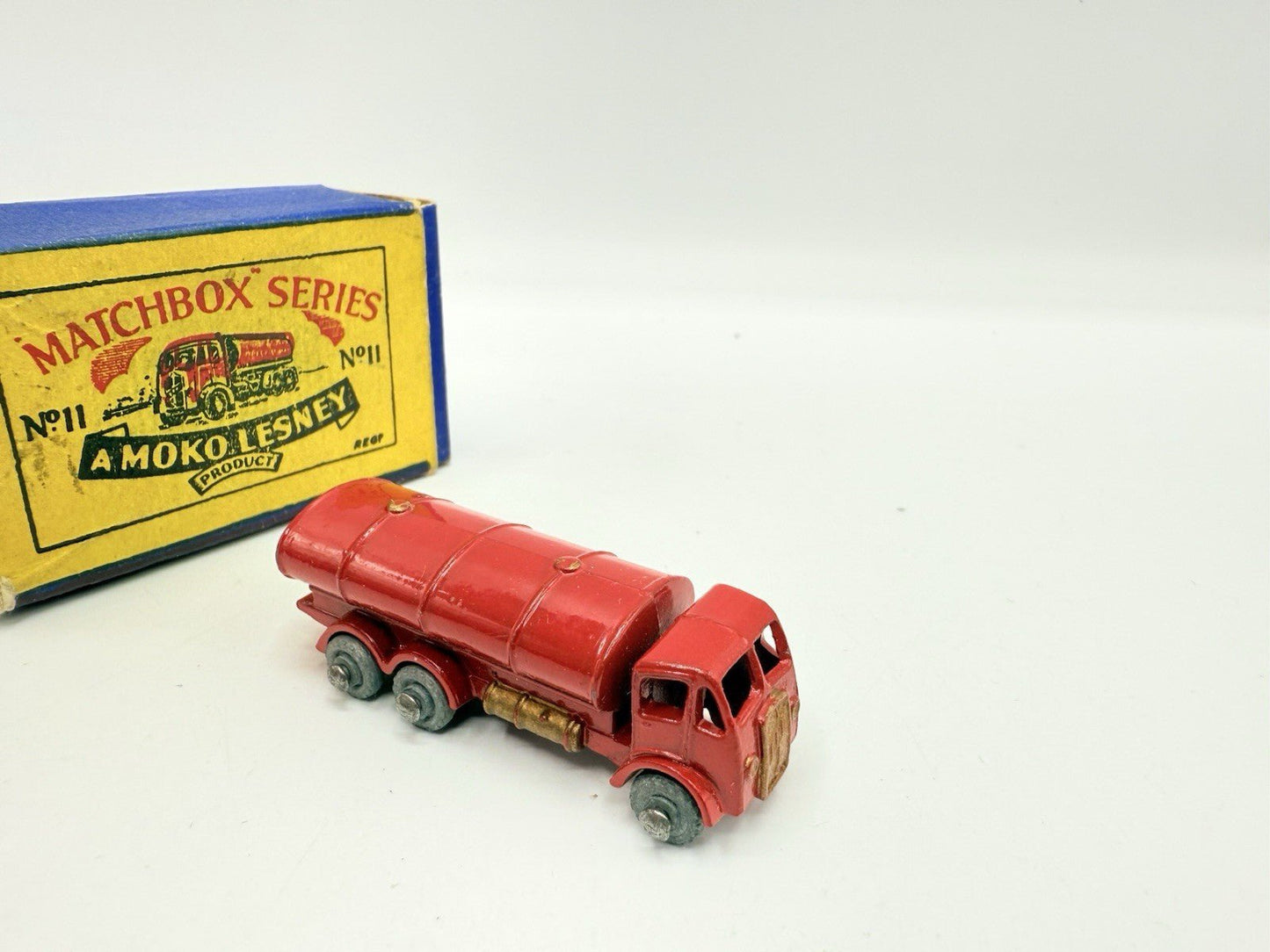 Matchbox Lesney 11a E.R.F. Road Tanker In Red Near Mint & Boxed - Smaller Decal - Magic Matchbox