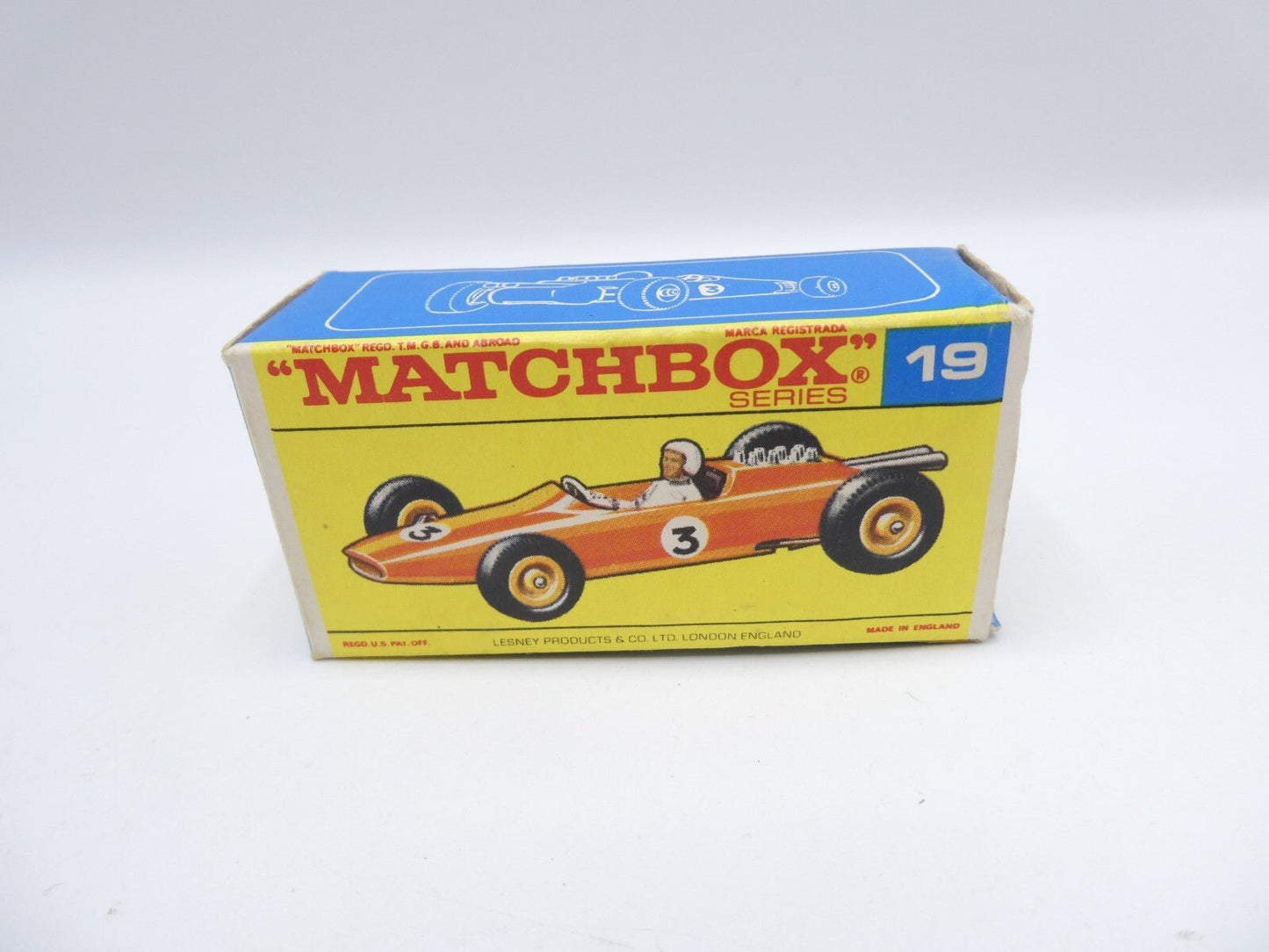 Matchbox Lesney 19d Lotus Formula 1 Racing Car Empty Original Box - Magic Matchbox