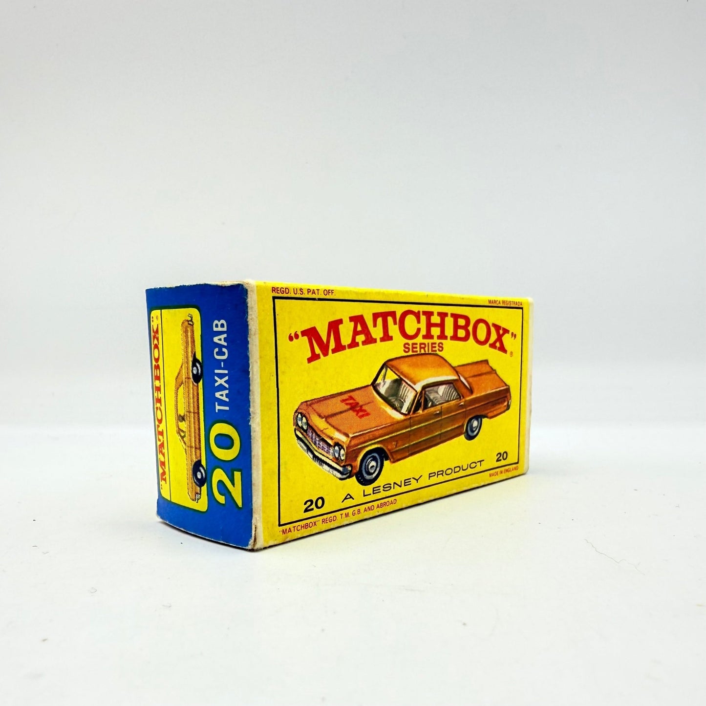 Matchbox Lesney 20c Chevrolet Impala Taxi Empty Box - Magic Matchbox