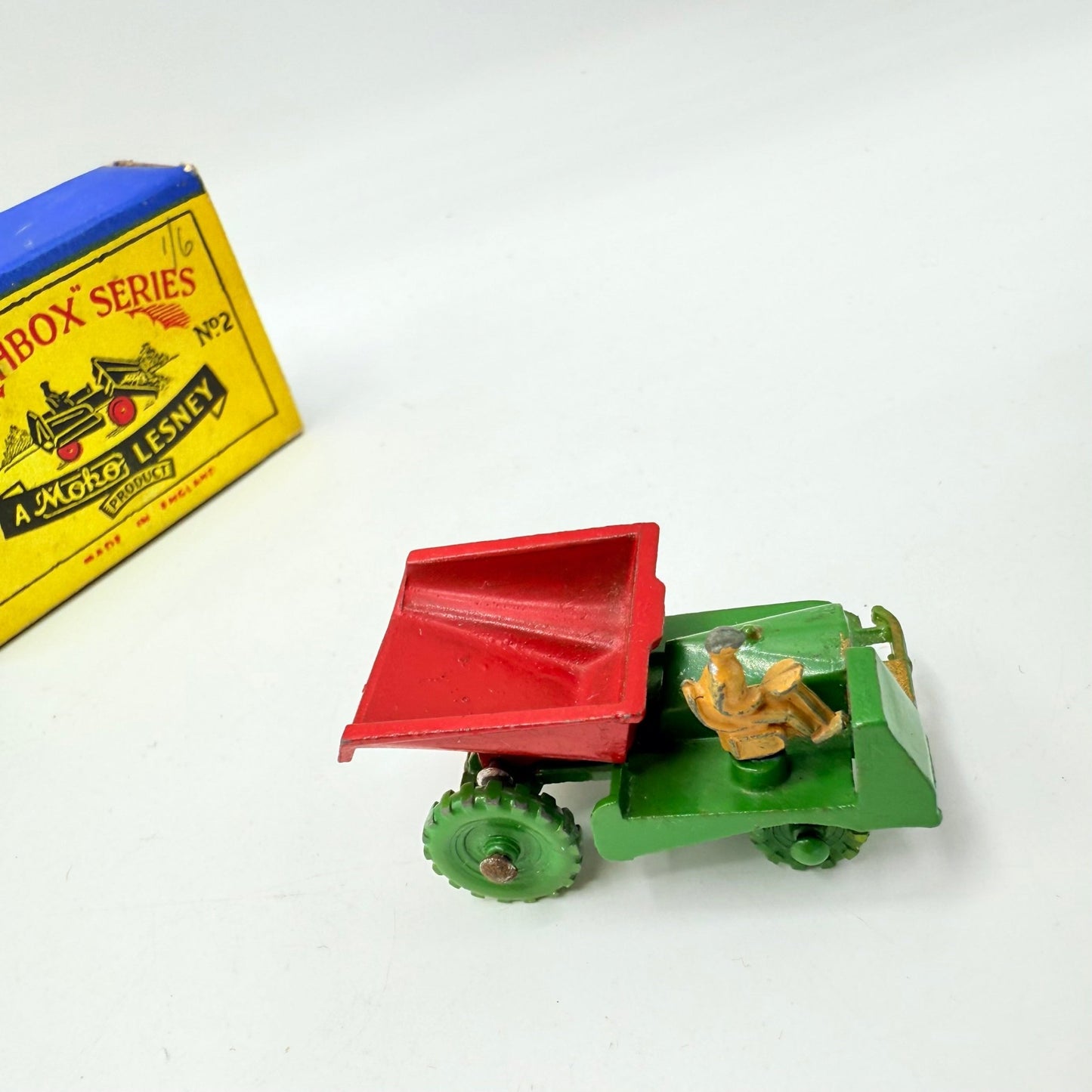 Matchbox Lesney 2a Muir Hill Green Wheels Damaged Script Box - Magic Matchbox
