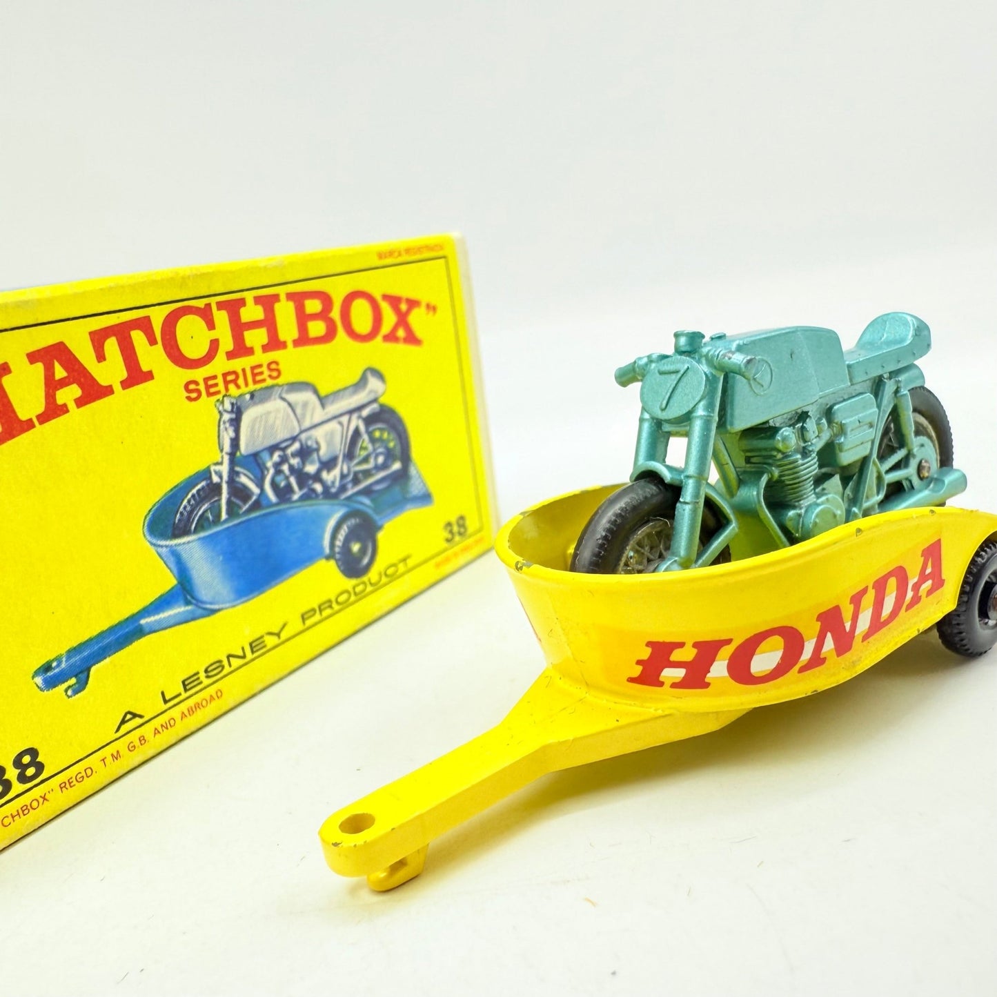 Matchbox Lesney 38c Honda Motorcycle and Trailer - Magic Matchbox