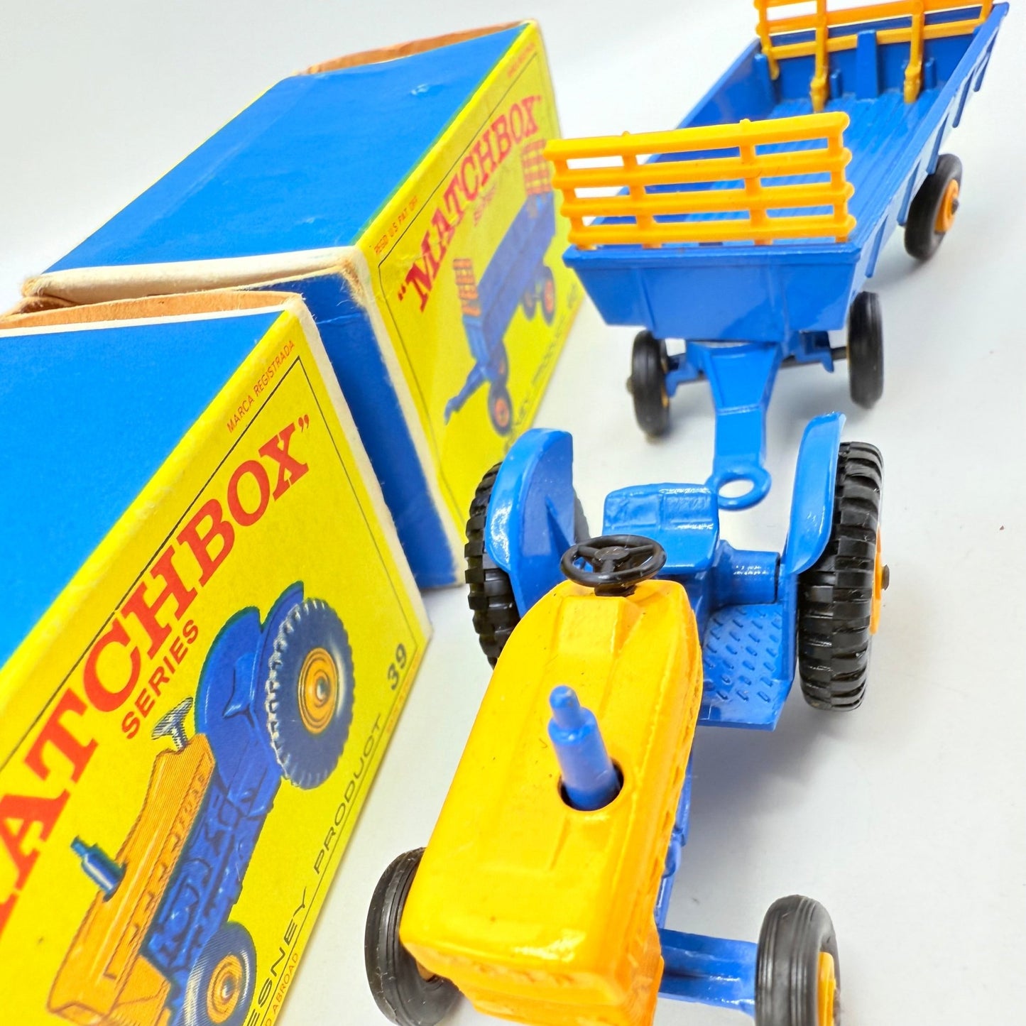 Matchbox Lesney 39c Tractor & Trailer 40c - RARE Taller Exhaust Stack. - Magic Matchbox