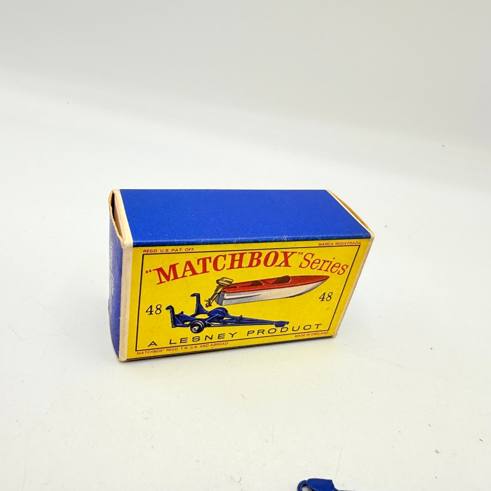 Matchbox Lesney 48b Sports Boat and Trailer Silver Outboard - Magic Matchbox