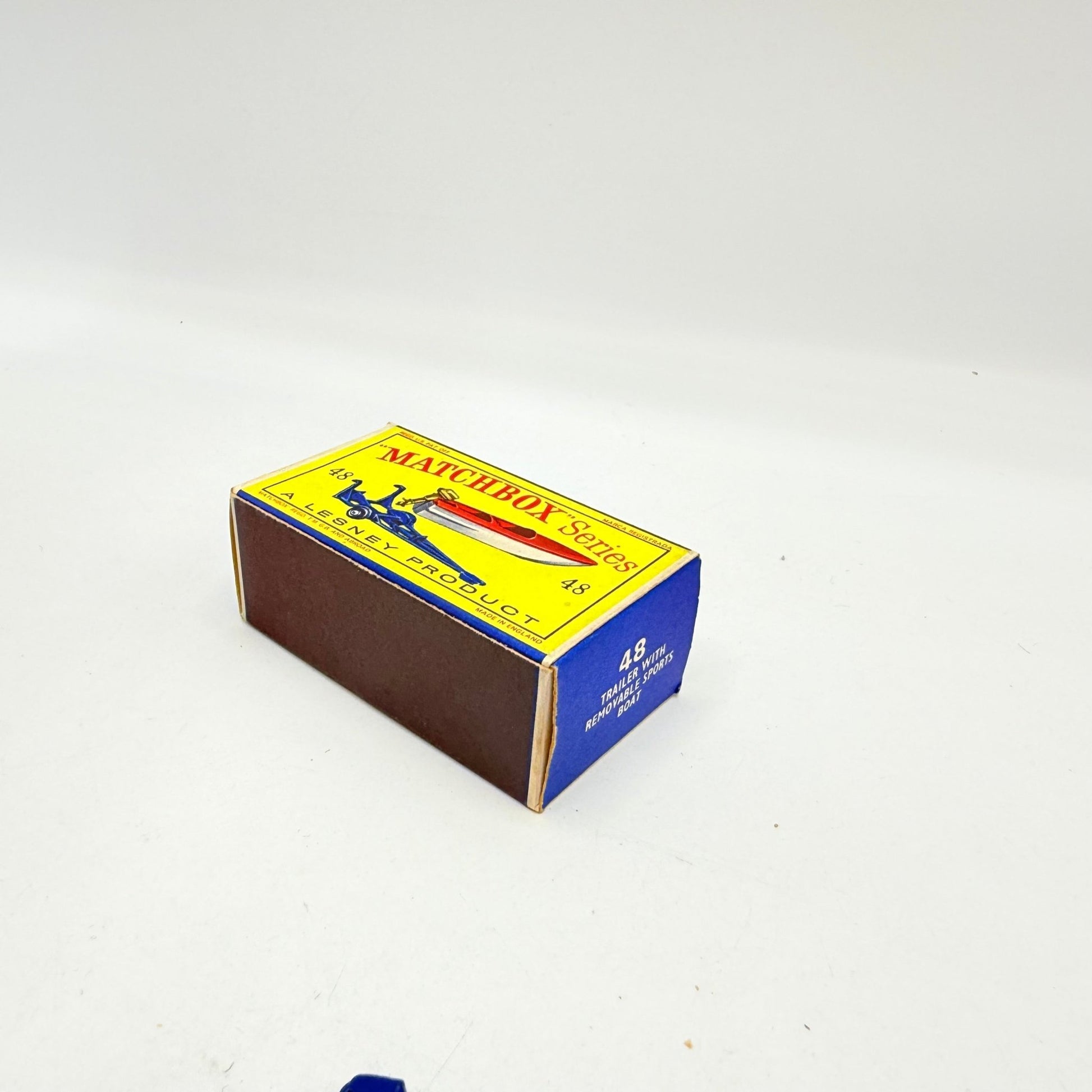 Matchbox Lesney 48b Sports Boat and Trailer Silver Outboard - Magic Matchbox