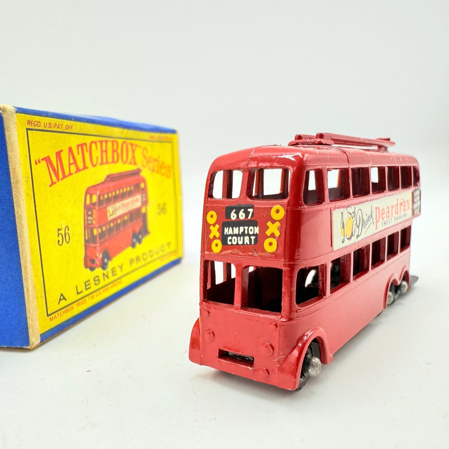 Matchbox Lesney 56a London Trolleybus "Drink Peardrax" BPW - Magic Matchbox