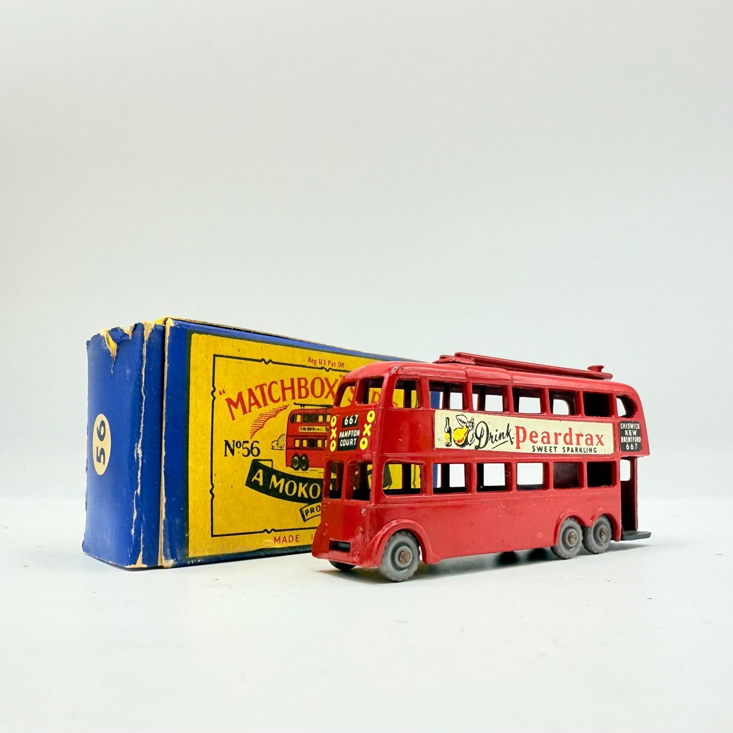 Matchbox Lesney 56a London Trolleybus "Drink Peardrax" BPW - Magic Matchbox