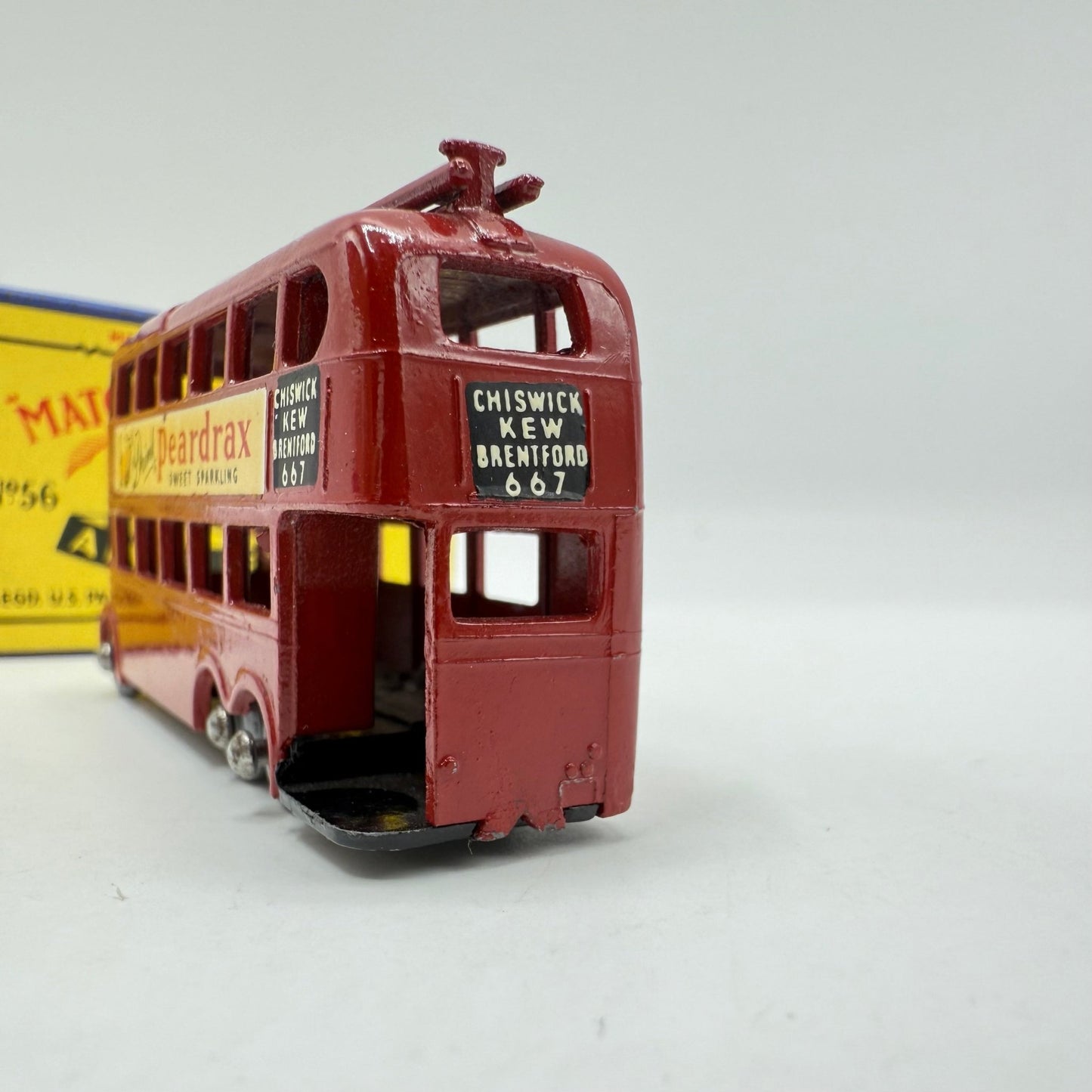 Matchbox Lesney 56a London Trolleybus "Drink Peardrax" - SILVER WHEELS - Magic Matchbox