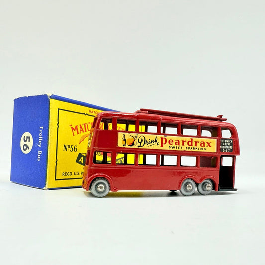 Matchbox Lesney 56a London Trolleybus "Drink Peardrax" - SILVER WHEELS - Magic Matchbox
