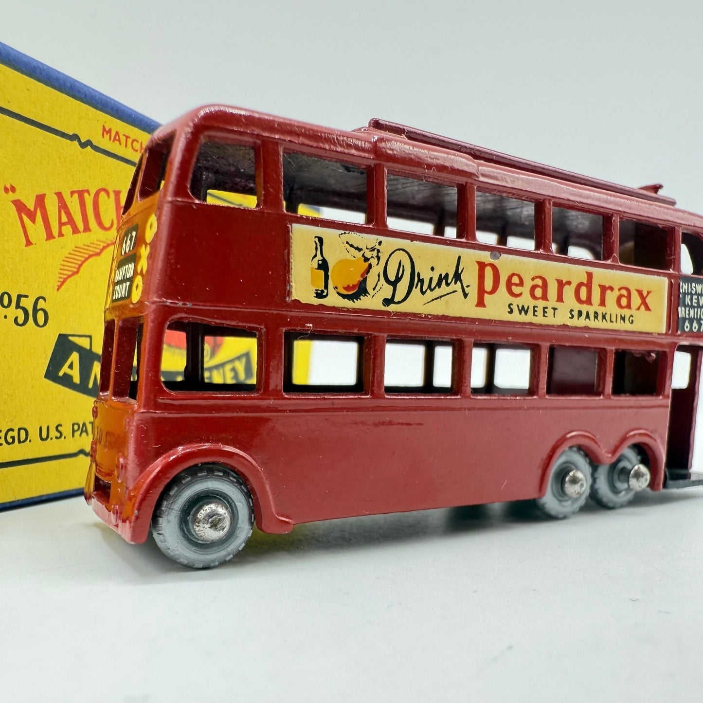Matchbox Lesney 56a London Trolleybus "Drink Peardrax" - SILVER WHEELS - Magic Matchbox