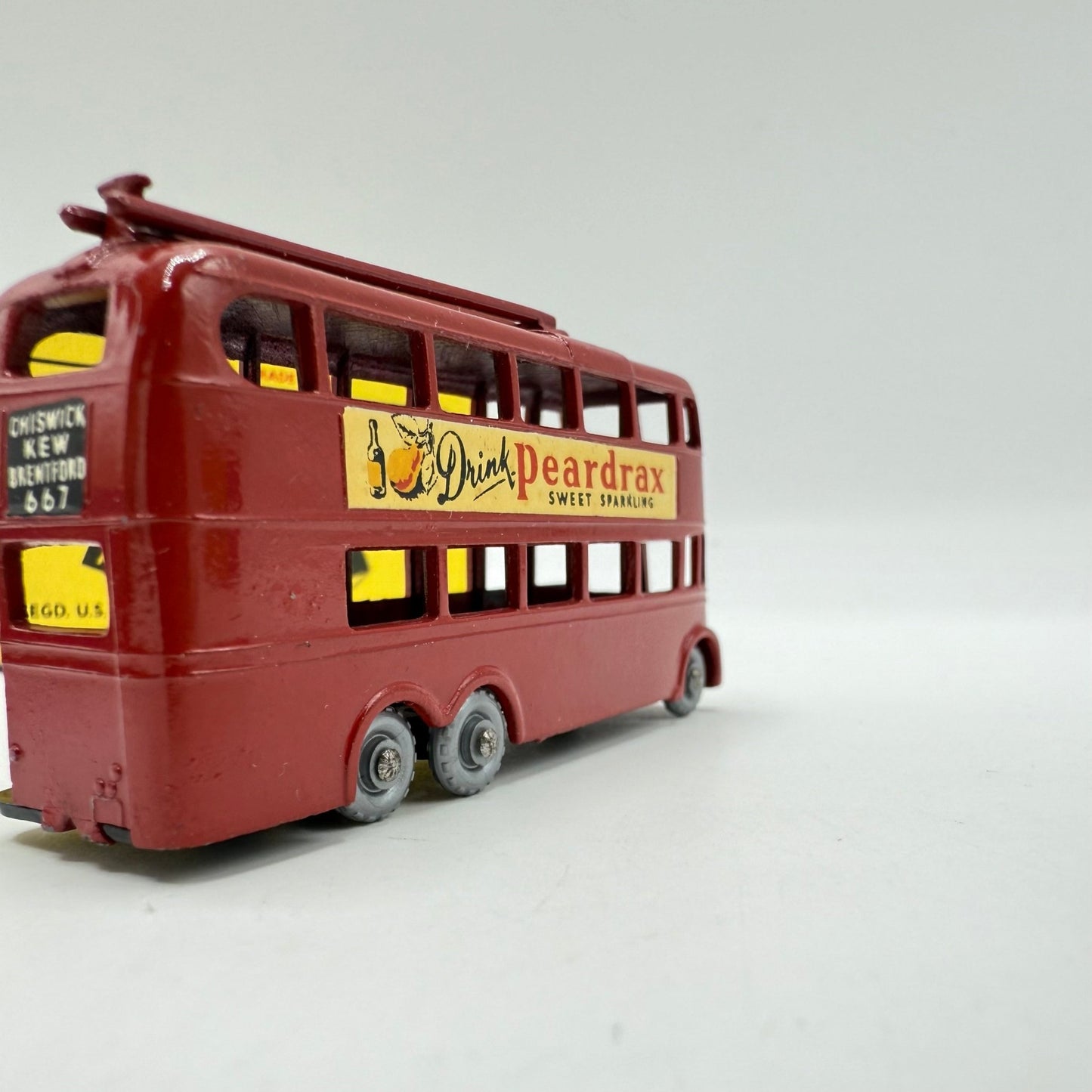 Matchbox Lesney 56a London Trolleybus "Drink Peardrax" - SILVER WHEELS - Magic Matchbox