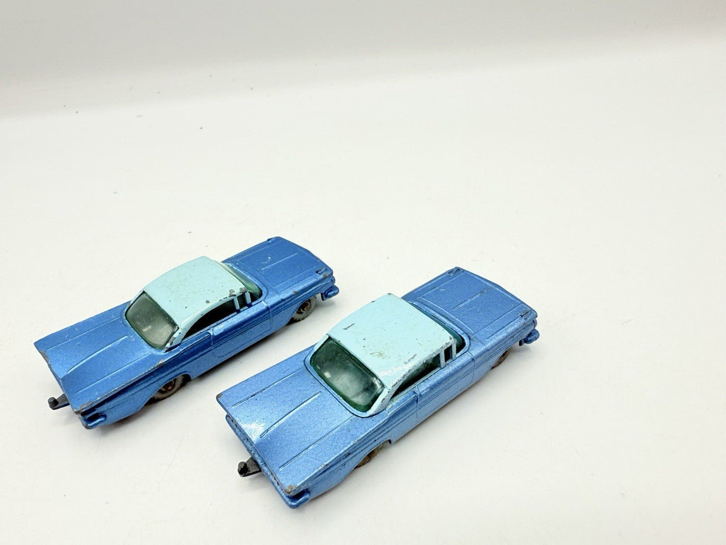 Matchbox Lesney 57b Chevrolet Impala X 2 SPW & Black Base. SPW Blue Base - Magic Matchbox