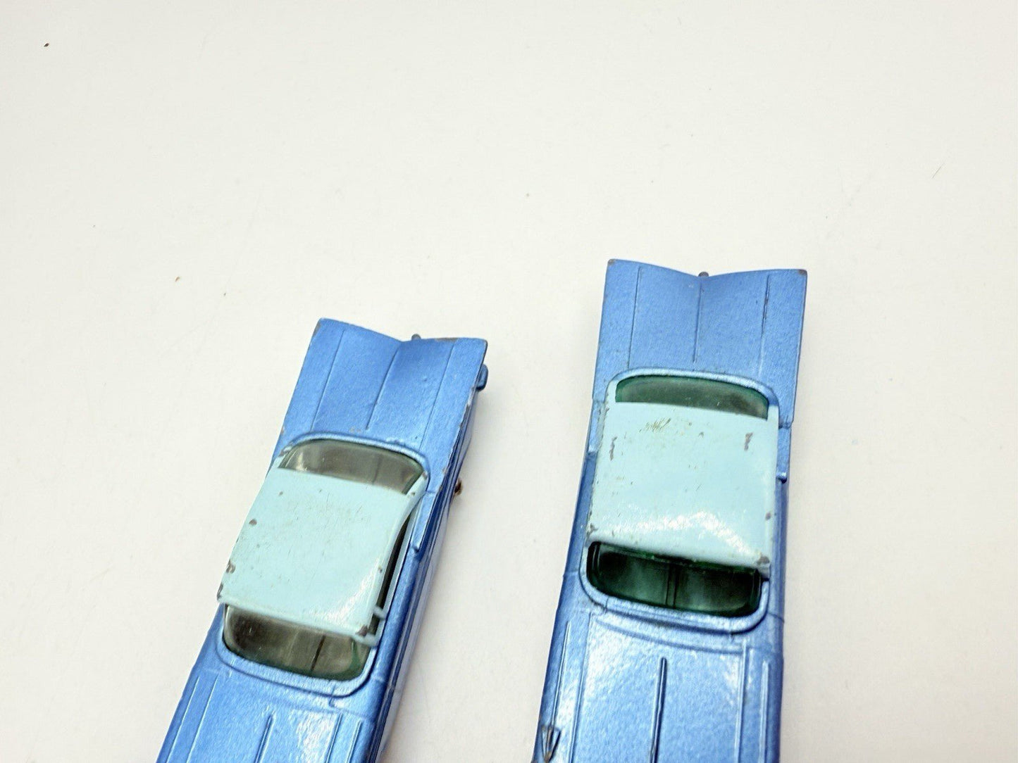 Matchbox Lesney 57b Chevrolet Impala X 2 SPW & Black Base. SPW Blue Base - Magic Matchbox