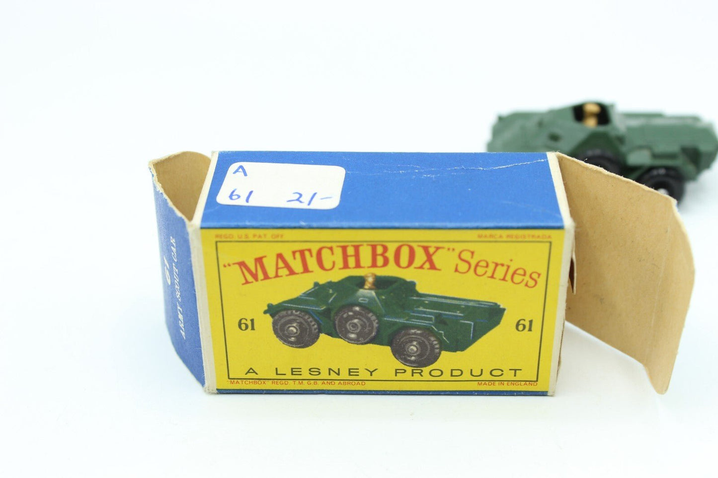 Matchbox Lesney 61a Ferret Scout Car BPW Boxed Original - Magic Matchbox