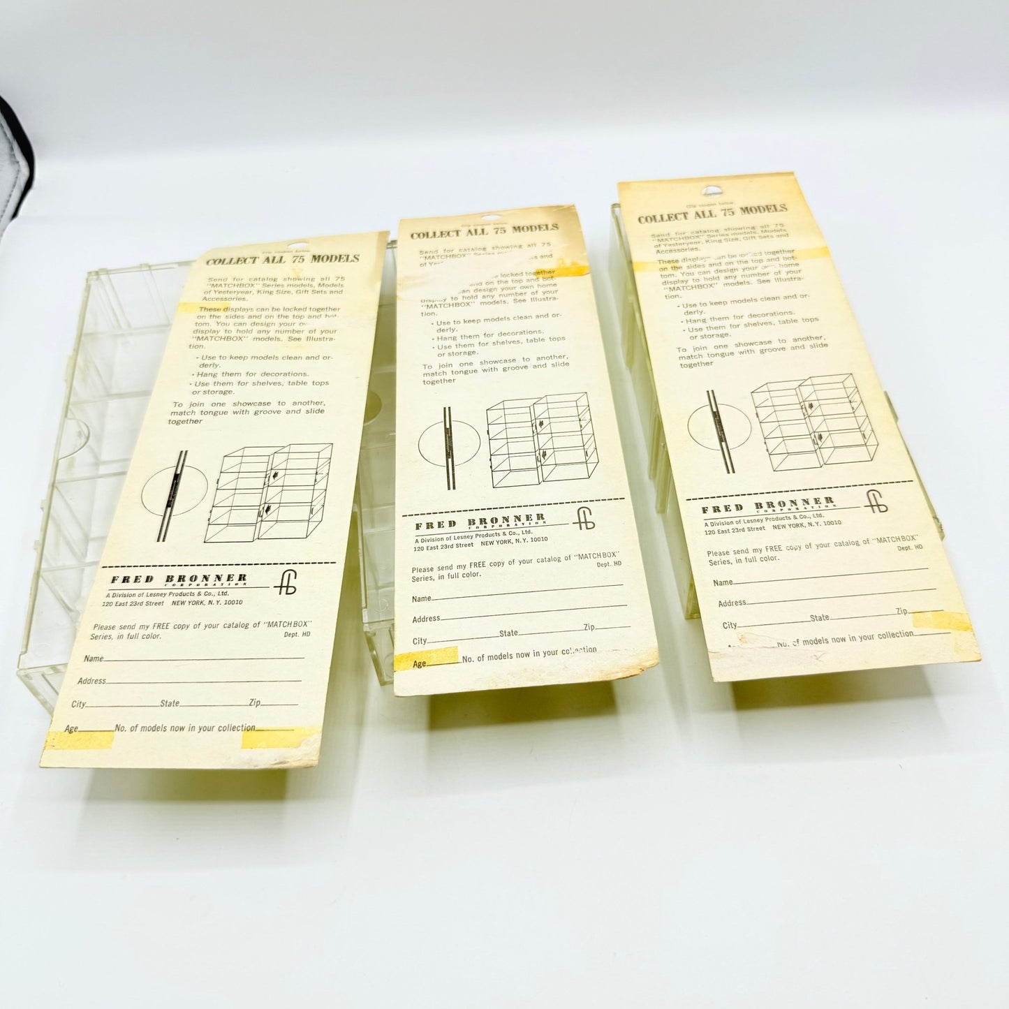 Matchbox Regular Wheels Fred Bronner Corporation US issue display x3 - Magic Matchbox