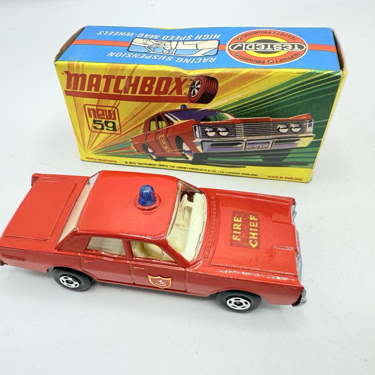 Matchbox Superfast 59 Mercury Fire Chief with Door Shields - Very Near Mint Boxed - Magic Matchbox