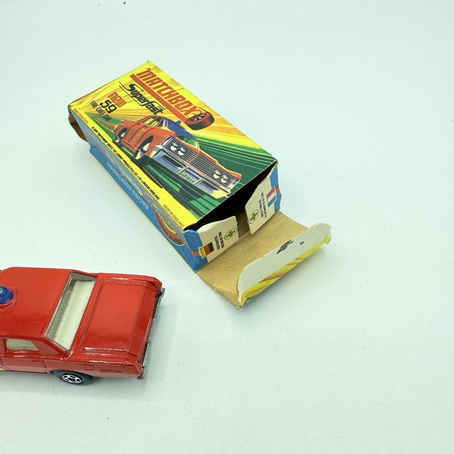 Matchbox Superfast 59 Mercury Fire Chief with Helmet & Axles Labels Boxed - Magic Matchbox