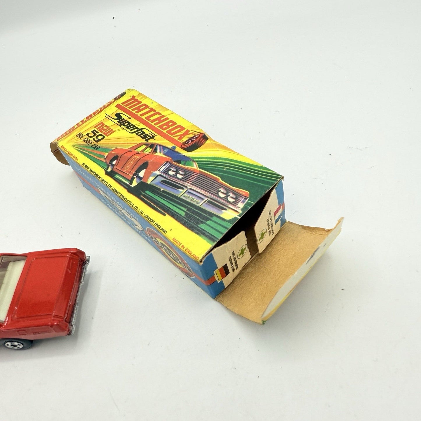 Matchbox Superfast 59 Mercury Fire Chief with Helmet & Axles Labels Boxed - Magic Matchbox