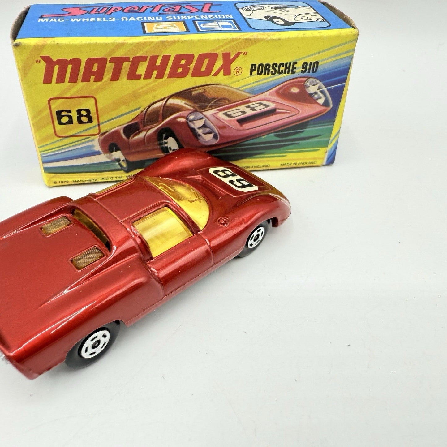 Matchbox Superfast 68 Porsche 910 With 68 Label Very Close To Mint - Magic Matchbox
