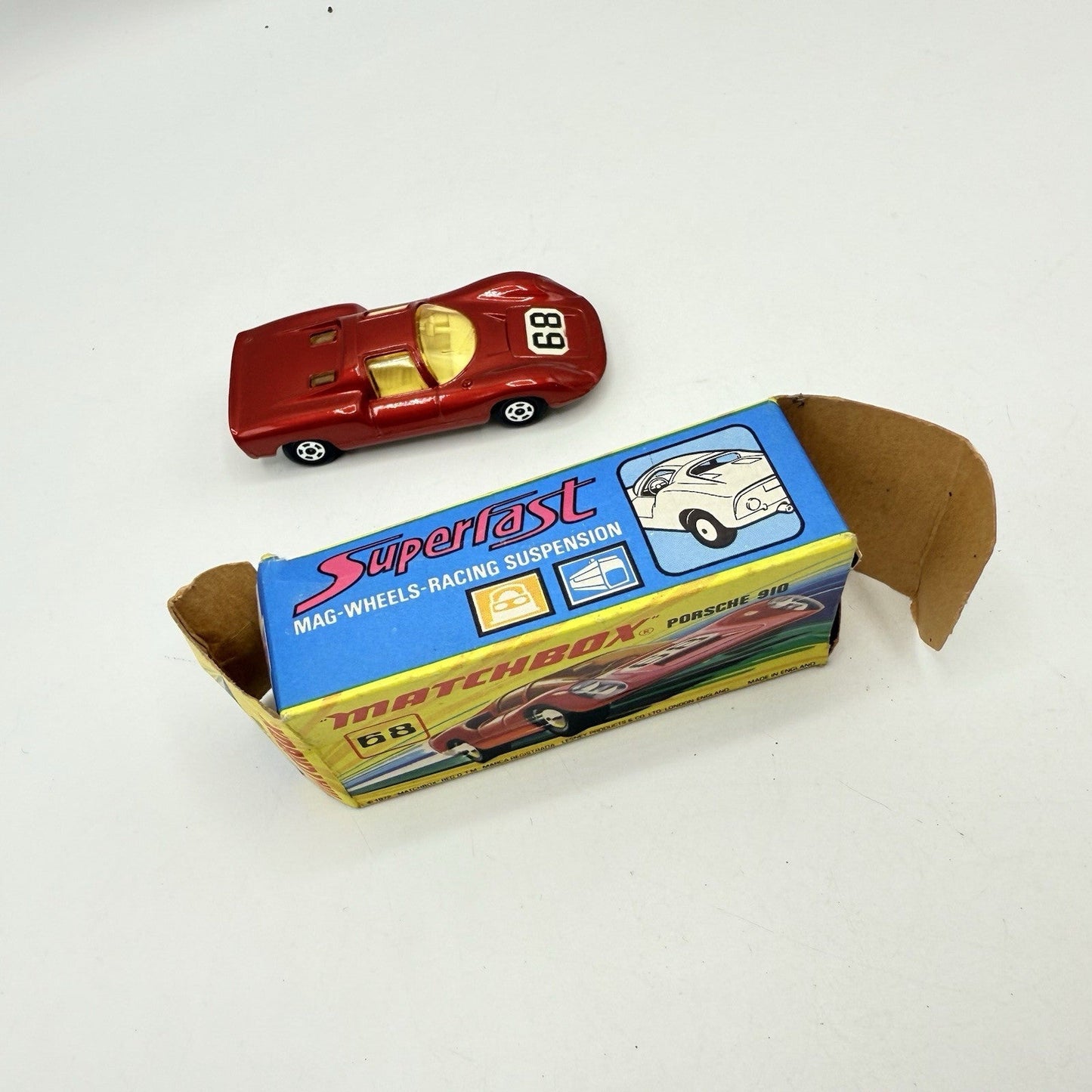 Matchbox Superfast 68 Porsche 910 With 68 Label Very Close To Mint - Magic Matchbox