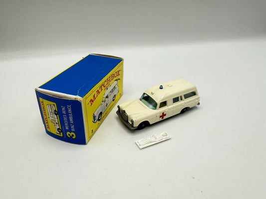 Lesney Matchbox 3c Mercedes Ambulance & Stretcher With A Good Firm Original Box - Magic Matchbox