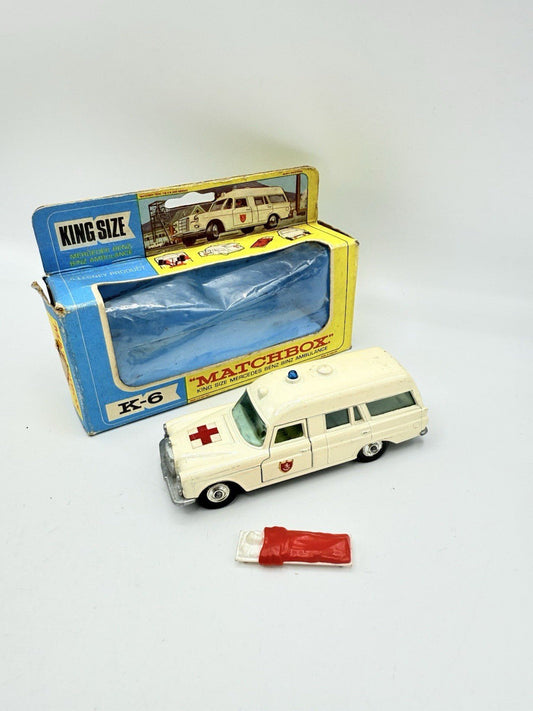 Matchbox King Size K6 Mercedes Benz Binz Ambulance In Original Box - Magic Matchbox