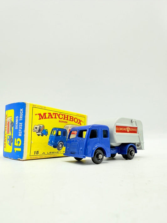 Matchbox Lesney 15c Dennis Tippax Refuse Collector E4 Type Box - Magic Matchbox