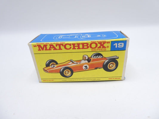 Matchbox Lesney 19d Lotus Formula 1 Racing Car Empty Original Box - Magic Matchbox