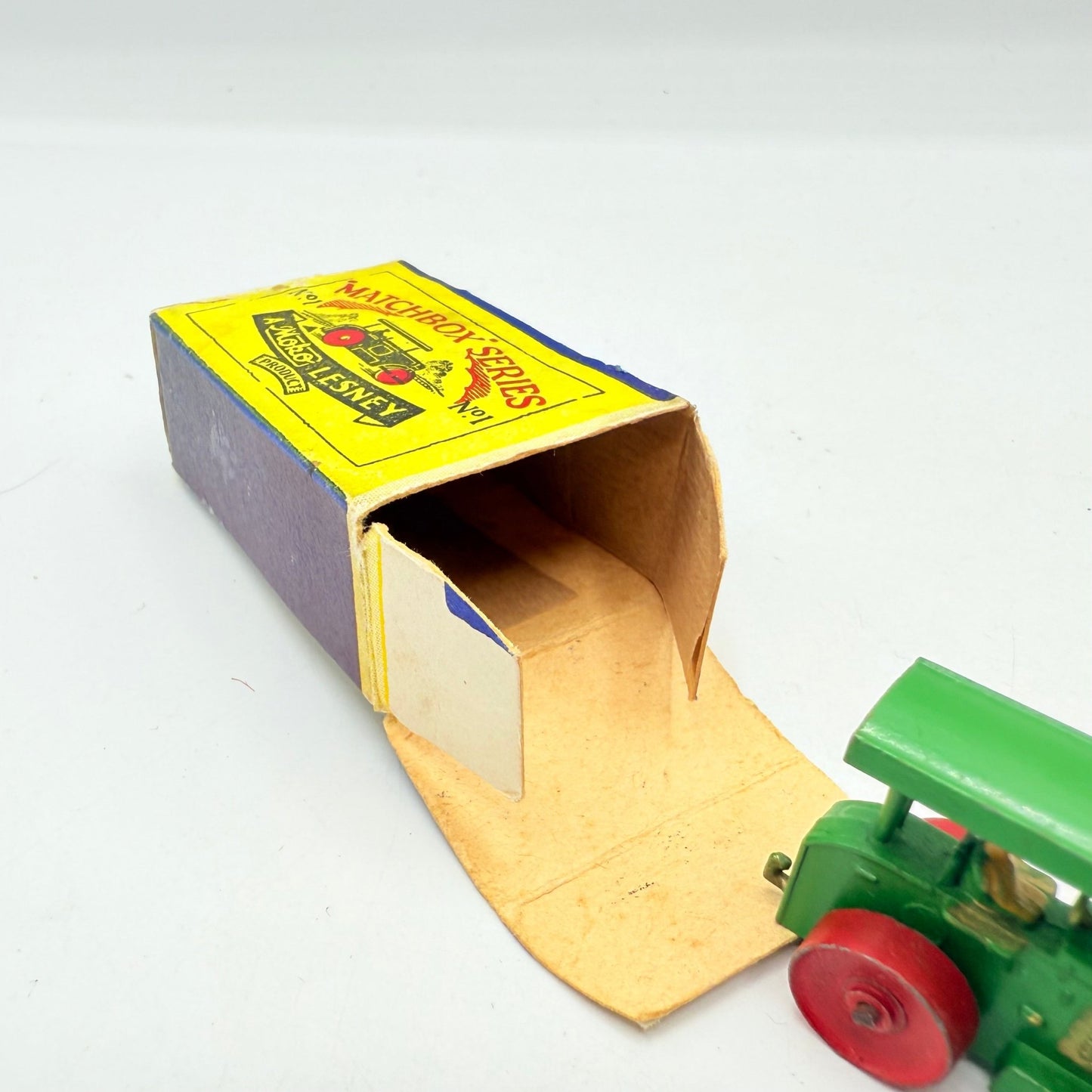 Matchbox Lesney 1a Aveling Barford Diesel Road Roller with Repaired Script Box - Magic Matchbox