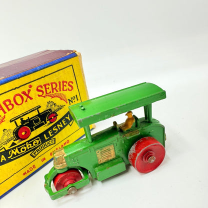Matchbox Lesney 1a Road Roller with Rare SCRIPT BOX - Magic Matchbox