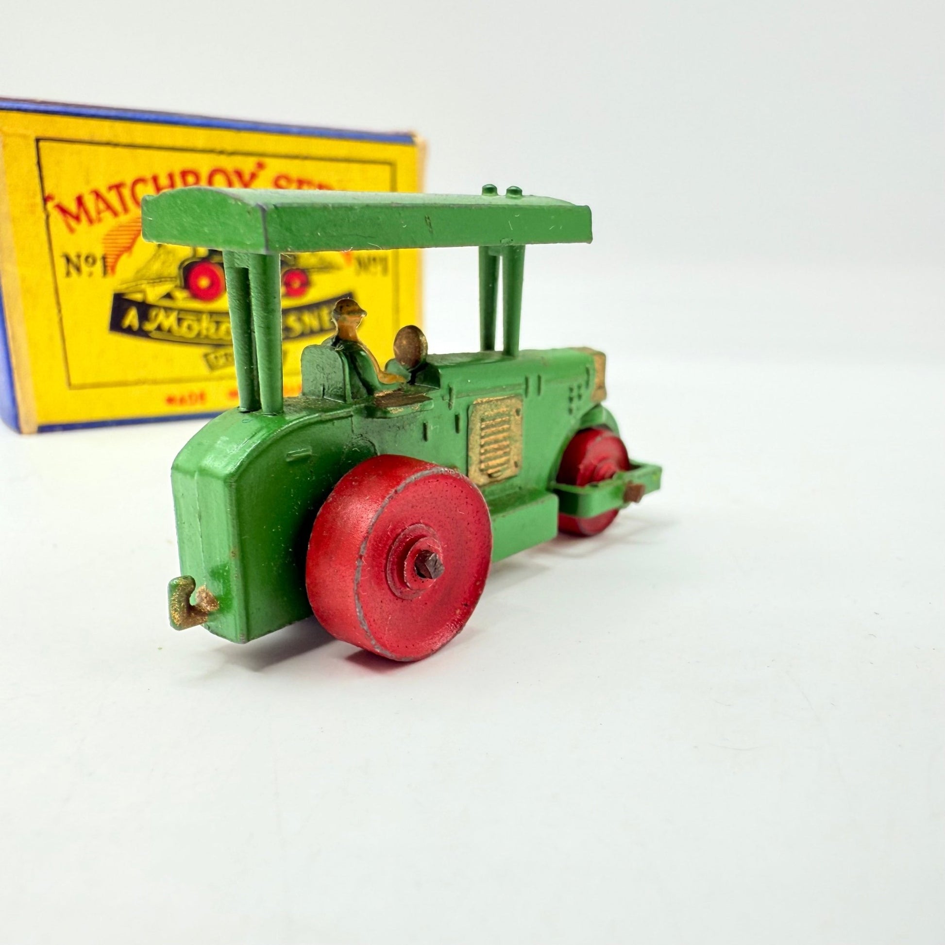 Matchbox Lesney 1a Road Roller with Rare SCRIPT BOX - Magic Matchbox