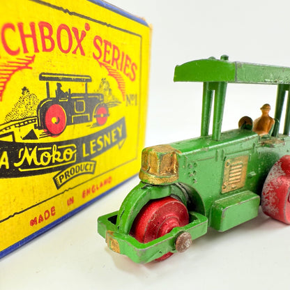 Matchbox Lesney 1a Road Roller with Rare SCRIPT BOX - Magic Matchbox