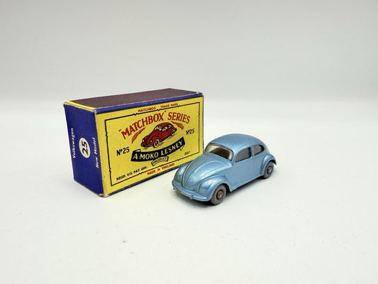 Matchbox Lesney 25b Volkswagen 1200 Beetle Sedan GPW Clear Windows - Magic Matchbox