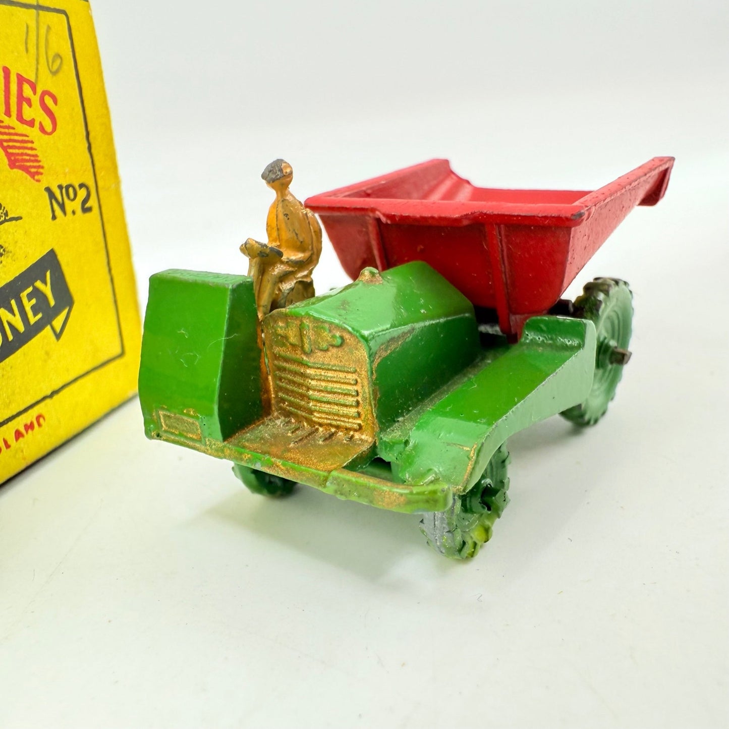 Matchbox Lesney 2a Muir Hill Green Wheels Damaged Script Box - Magic Matchbox