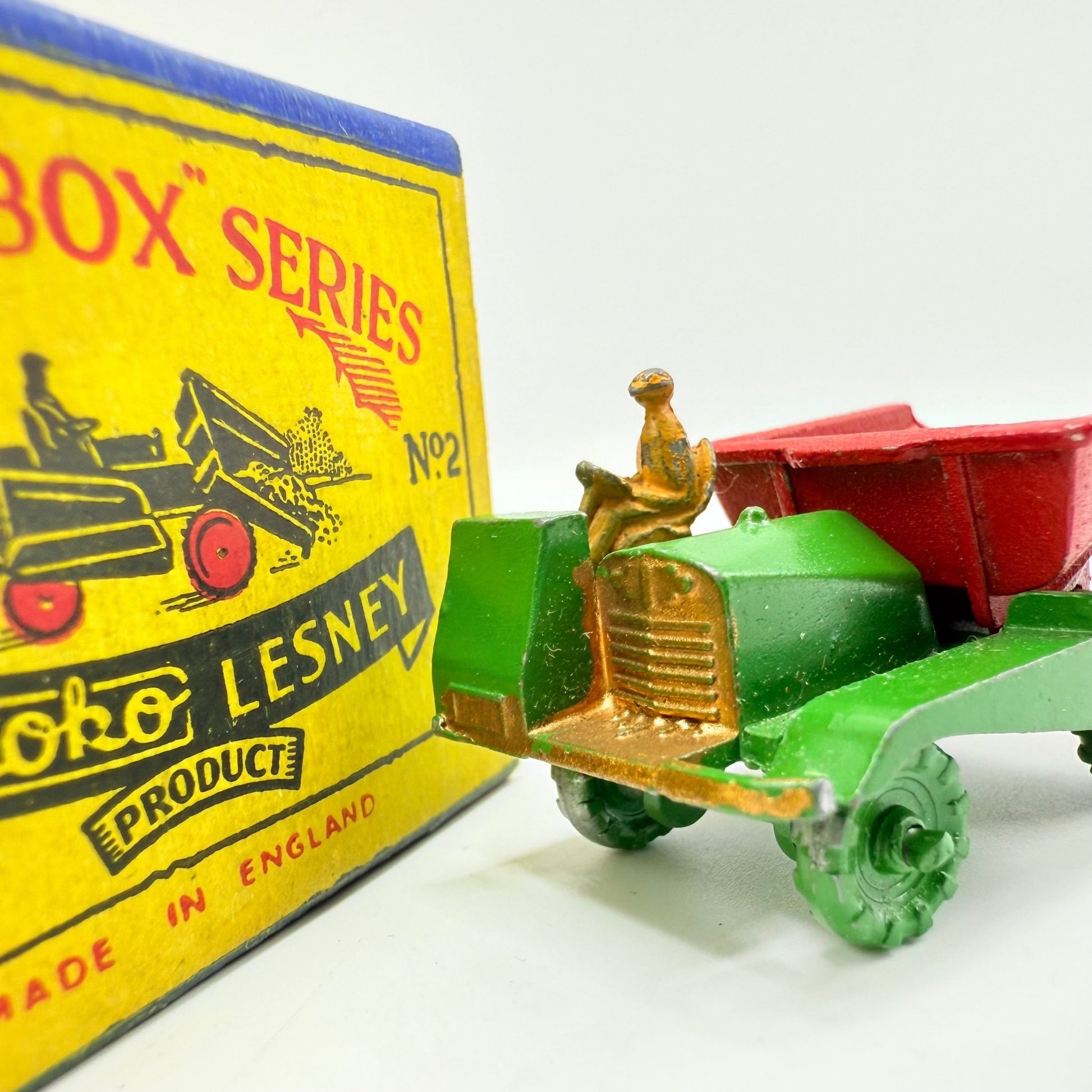 Matchbox Lesney 2a Muir Hill Green Wheels Damaged Script Box - Magic Matchbox