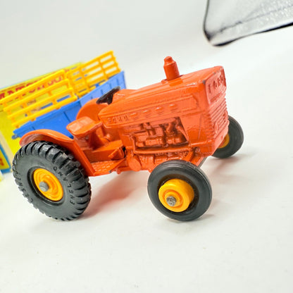 Matchbox Lesney 39c Tractor In Orange With Trailer - Magic Matchbox