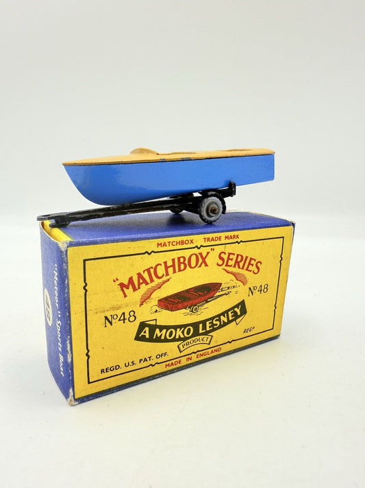 Matchbox Lesney 48a Meteor Sports Boat and Trailer RARE SPW - Magic Matchbox