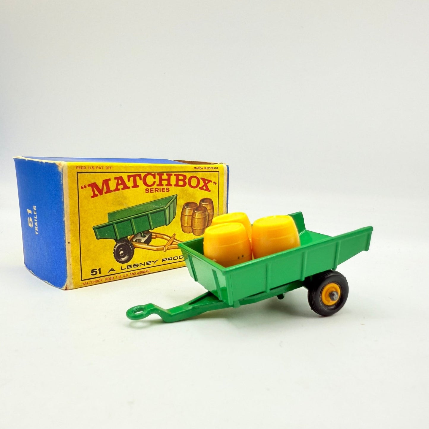 Matchbox Lesney 51b Farm Trailer with Black Tyres - Magic Matchbox