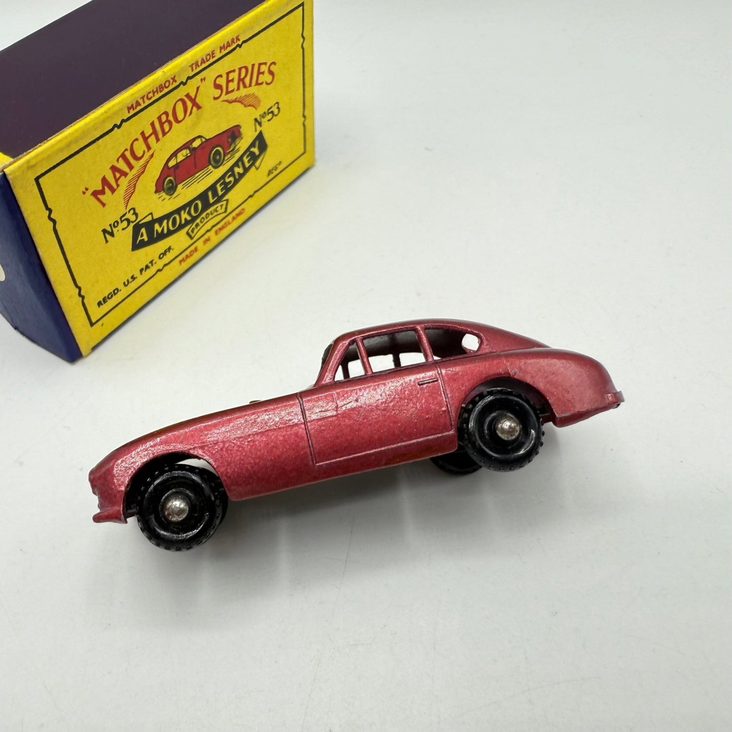Matchbox Lesney 53a Aston Martin DB2/4 BPW MET RED BODY - Magic Matchbox