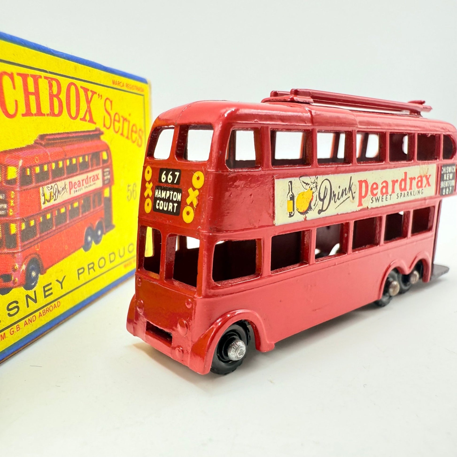 Matchbox Lesney 56a London Trolleybus "Drink Peardrax" BPW - Magic Matchbox