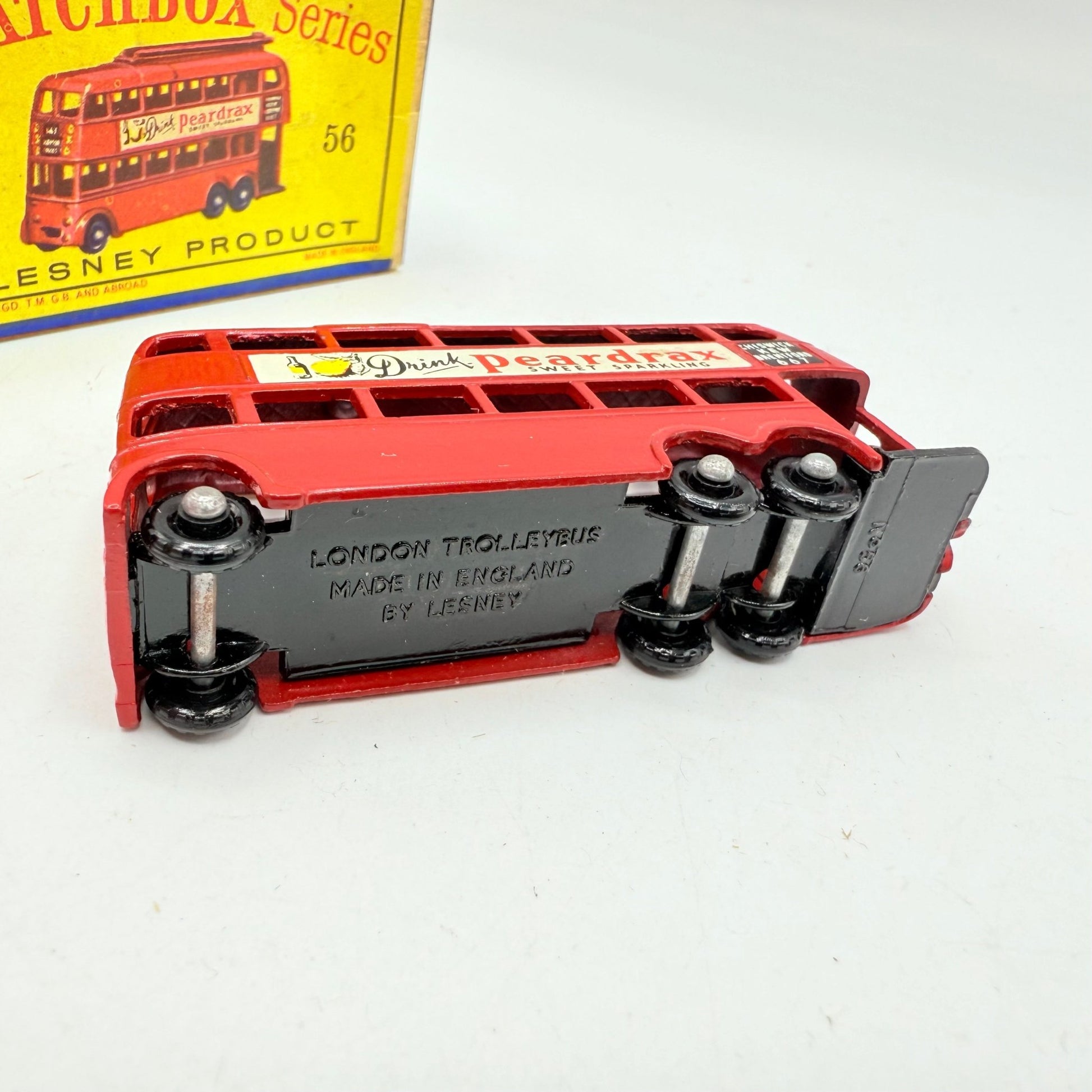 Matchbox Lesney 56a London Trolleybus "Drink Peardrax" BPW - Magic Matchbox