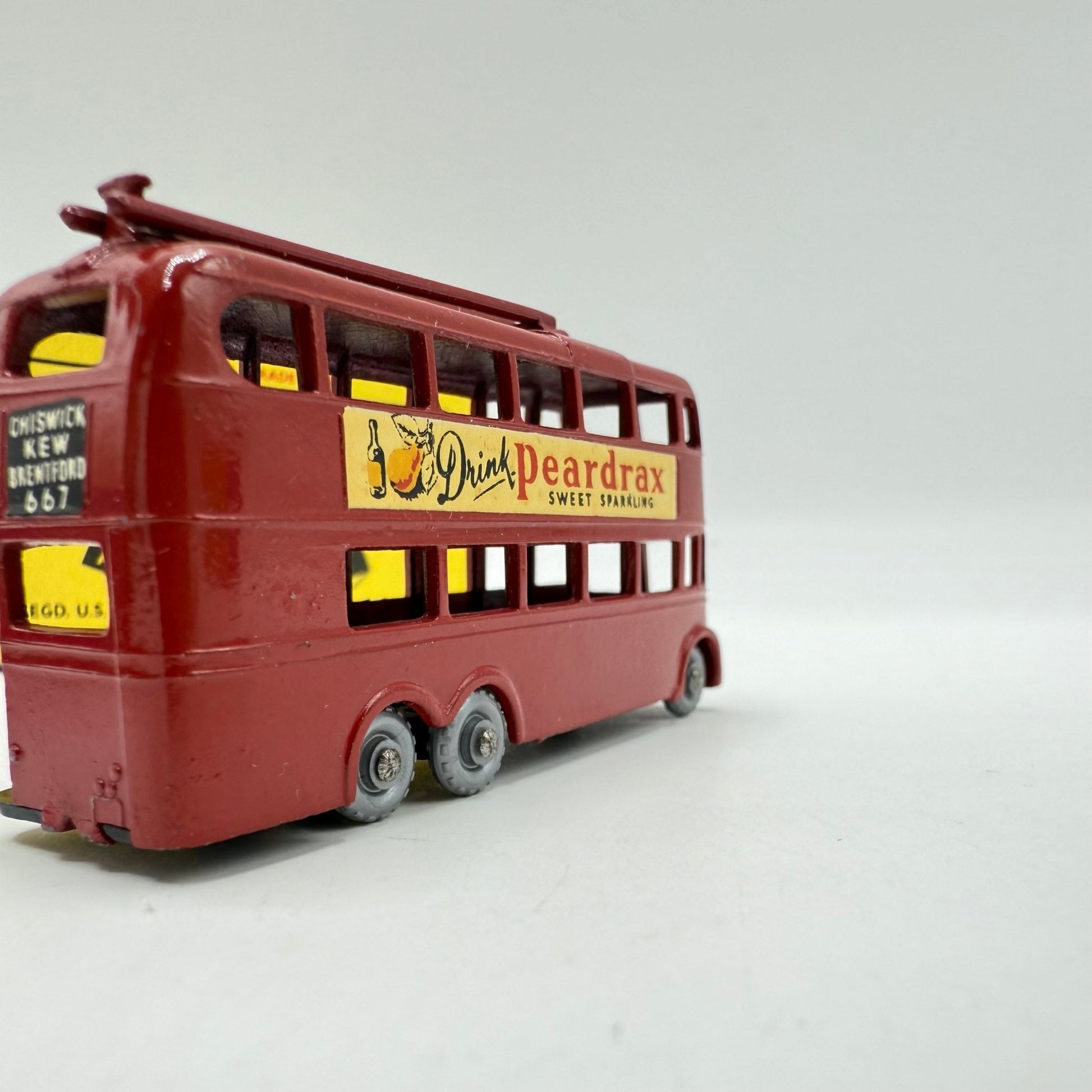 Matchbox Lesney 56a London Trolleybus "Drink Peardrax" - SILVER WHEELS - Magic Matchbox