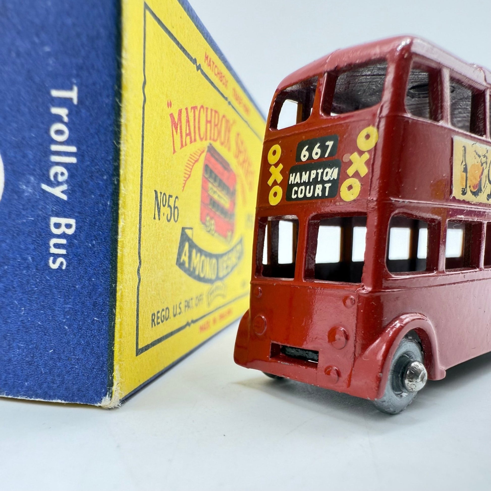 Matchbox Lesney 56a London Trolleybus "Drink Peardrax" - SILVER WHEELS - Magic Matchbox