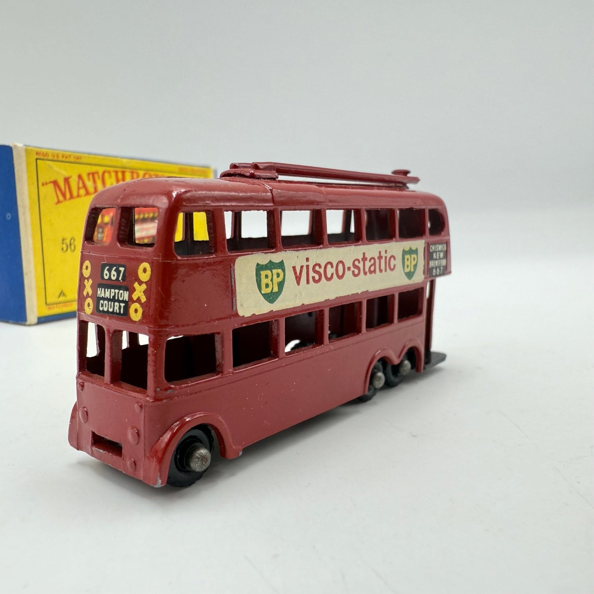 Matchbox Lesney 56a London Trolleybus RARE "BP VISCO - STATIC" DECALS - Magic Matchbox