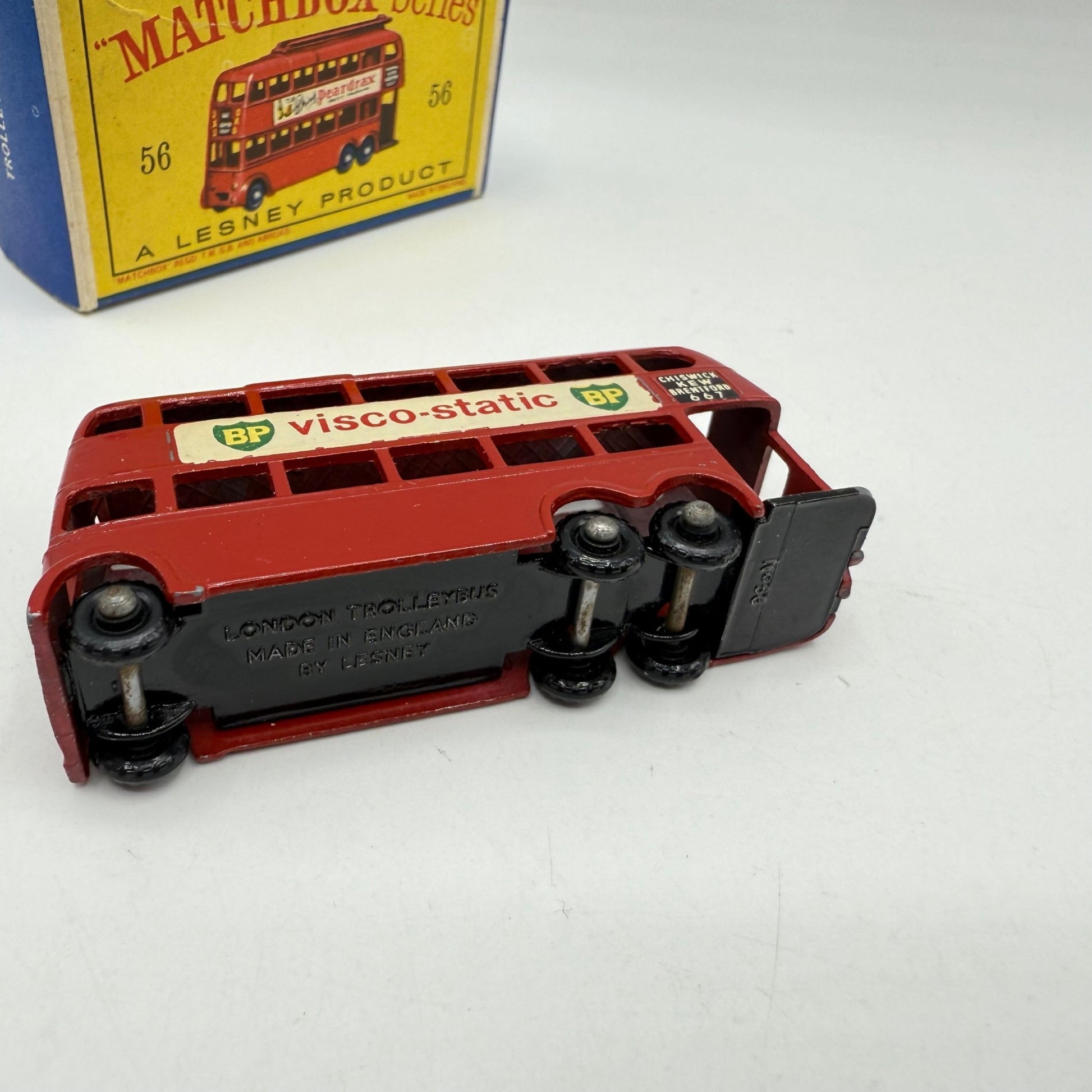 Matchbox Lesney 56a London Trolleybus RARE "BP VISCO - STATIC" DECALS - Magic Matchbox