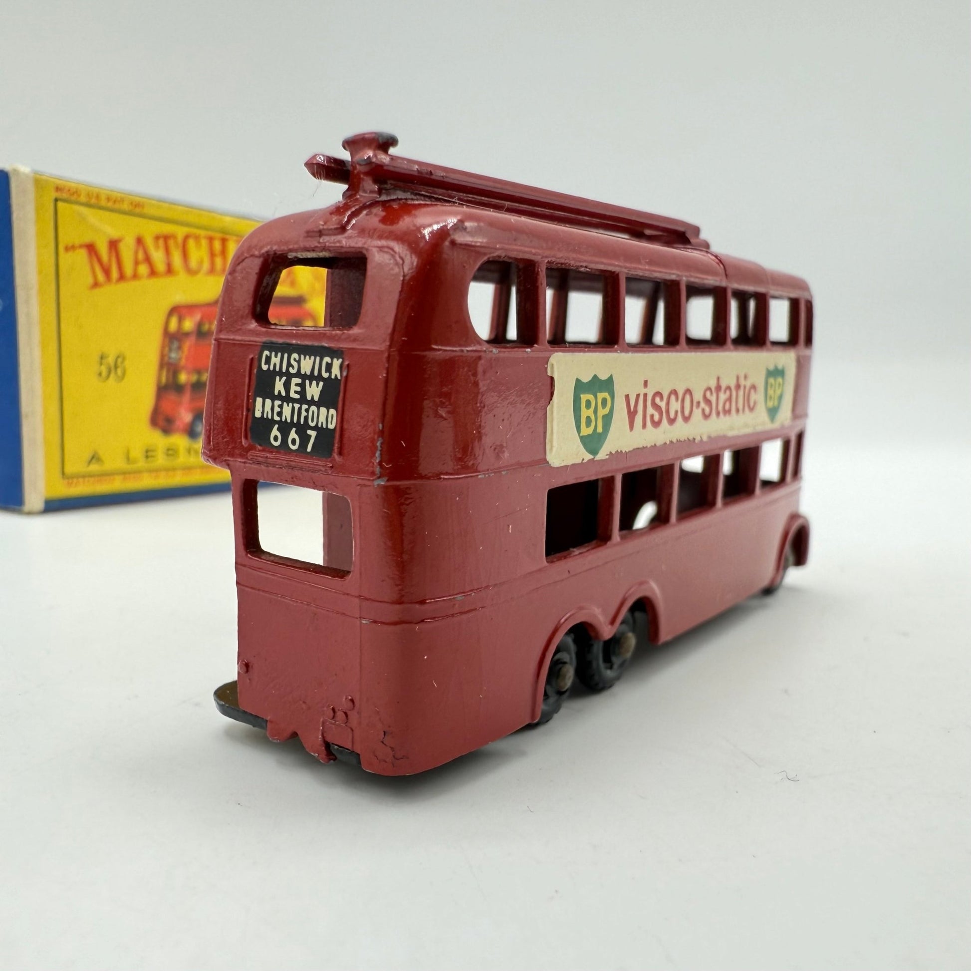 Matchbox Lesney 56a London Trolleybus RARE "BP VISCO - STATIC" DECALS - Magic Matchbox