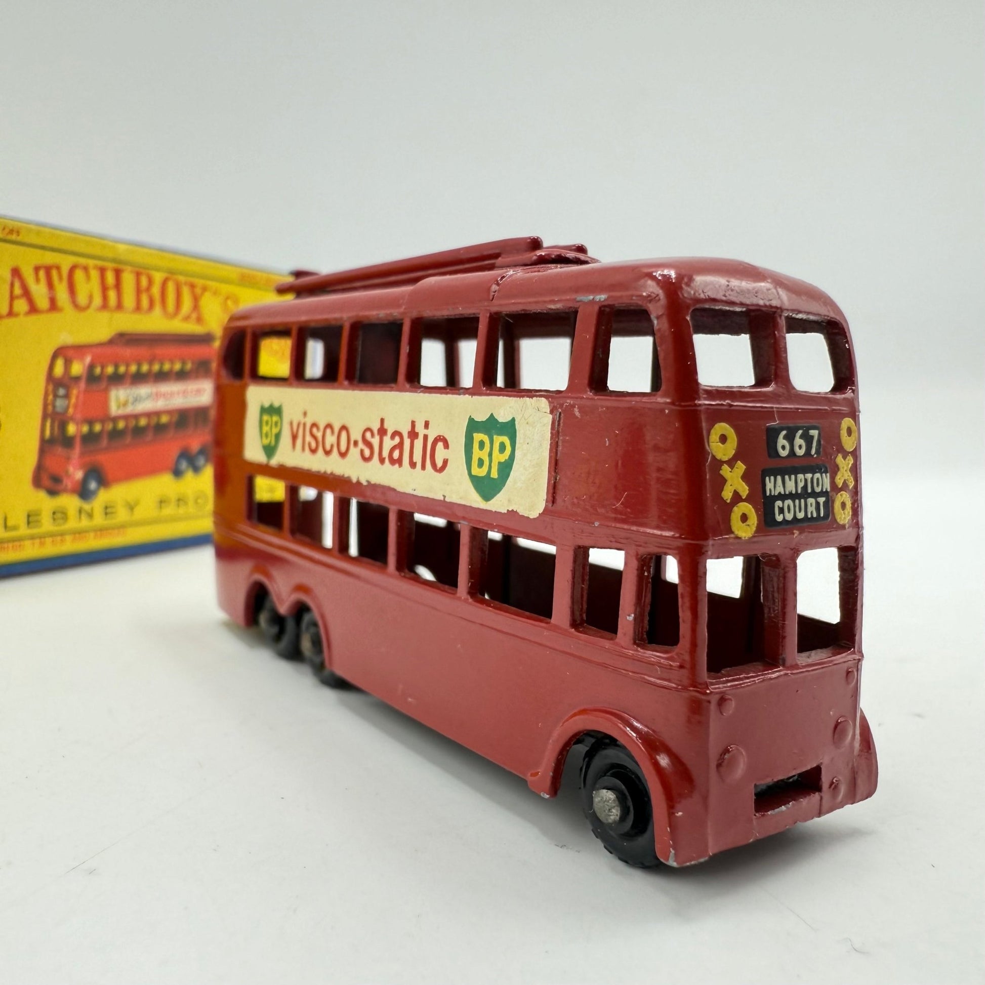 Matchbox Lesney 56a London Trolleybus RARE "BP VISCO - STATIC" DECALS - Magic Matchbox