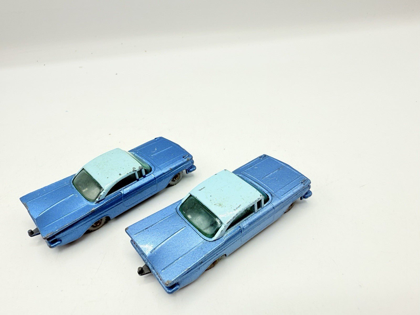 Matchbox Lesney 57b Chevrolet Impala X 2 SPW & Black Base. SPW Blue Base - Magic Matchbox